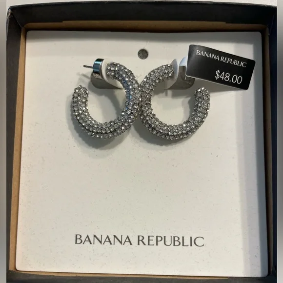 Banana Republic Sparkling Silver Crystal Earrings - Picture 3 of 5